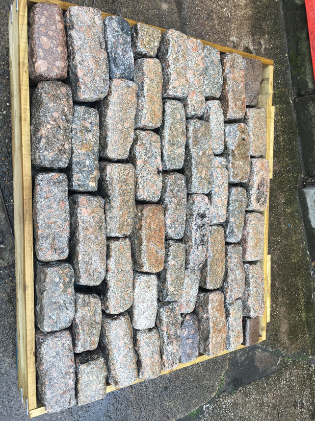 Reclaimed Pink Shap Granite Cobbles-Random Stone Setts