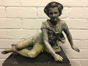 Large Antique Spelter Figure Could Be Peter Pan Maybe ?? Large Antique Spelter Figure Could Be Peter Pan Maybe ??