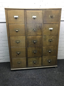 Vintage Oak 15-Drawer Filing Cabinet/ Haberdashery Cabinet Vintage Oak 15-Drawer Filing Cabinet/ Haberdashery Cabinet