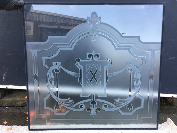 Ornate Acid Etched and Laminated Glass Panel