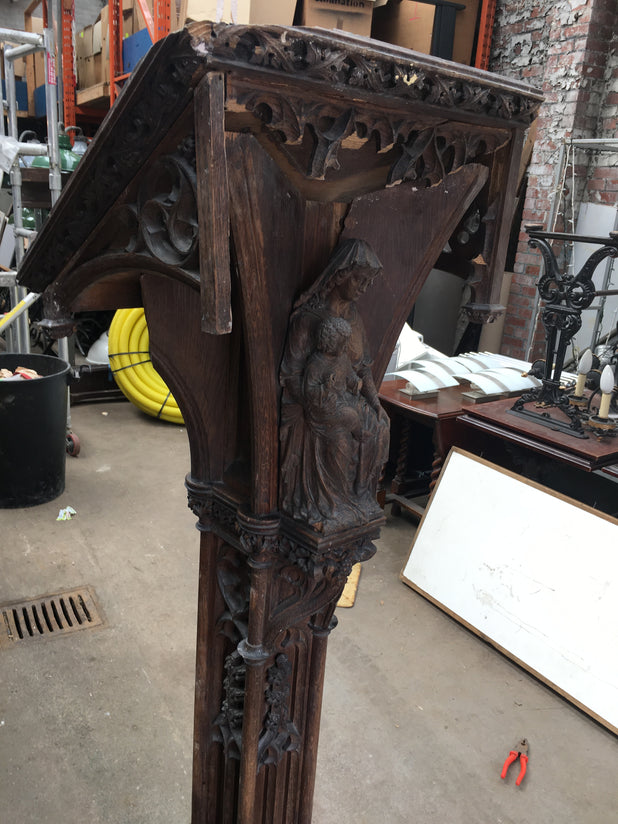 Victorian Oak Church Lectern Very Impressive Antique Church History Menu Stand