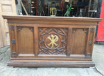 LARGE ANTIQUE CARVED OAK CHURCH ALTER TABLE CHAPEL FURNITURE