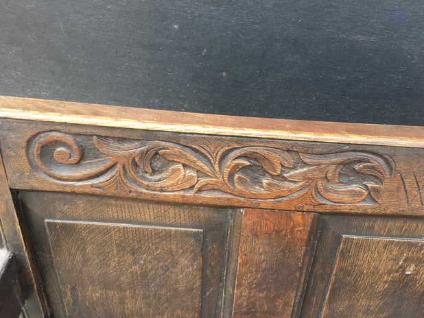 Antique Carved Oak Settle Hall Seat Monks Bench Needs Restoration