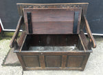 Antique Carved Oak Settle Hall Seat Monks Bench Needs Restoration