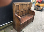 Antique Oak Settle Hall Seat Monks Bench Needs Restoration