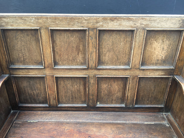 Antique Oak Settle Hall Seat Monks Bench Needs Restoration