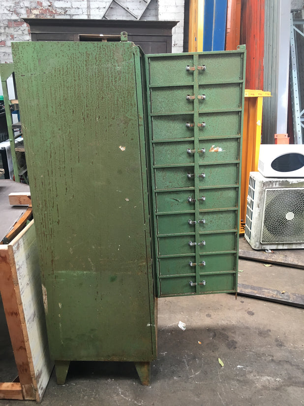 Vintage Steel Green Industrial Storage Lockers