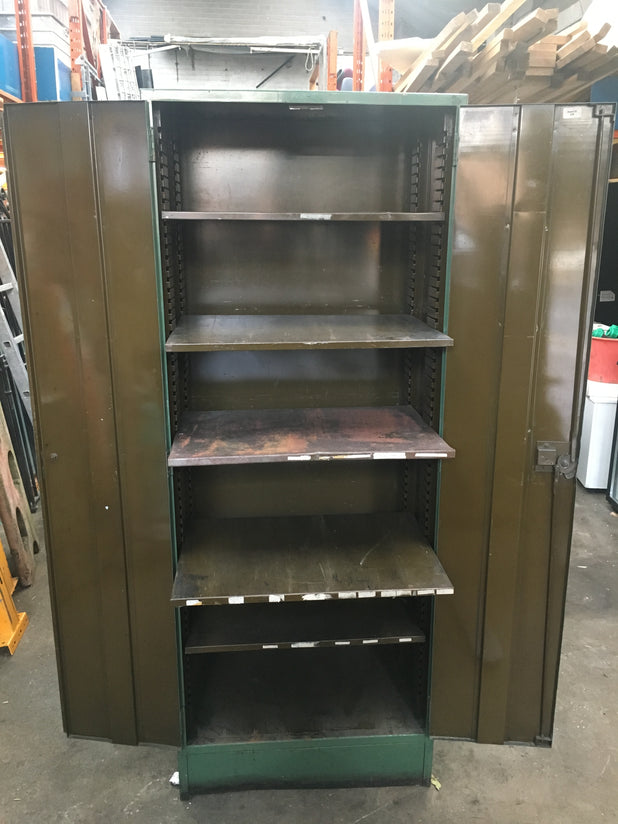 Reclaimed Vintage industrial storage heavy steel metal cabinet.