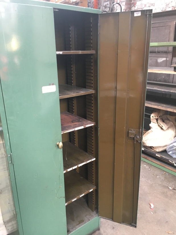 Reclaimed Vintage industrial storage heavy steel metal cabinet.