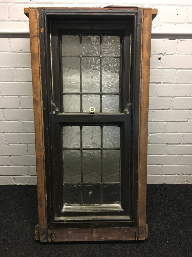Victorian Sash Window Complete With Leaded Glass And Weights