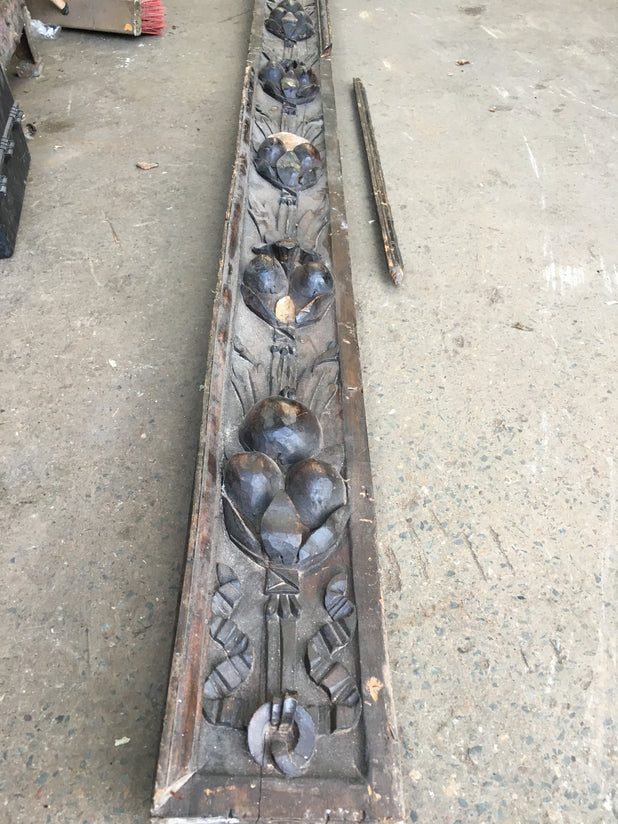 Large Antique Carved Oak Rail/ Panel 15FT long