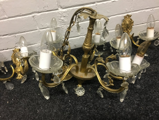 Vintage French style Chandelier With 4 Wall lights