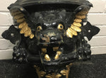 Large Antique Cast Iron Dragon Head Hopper