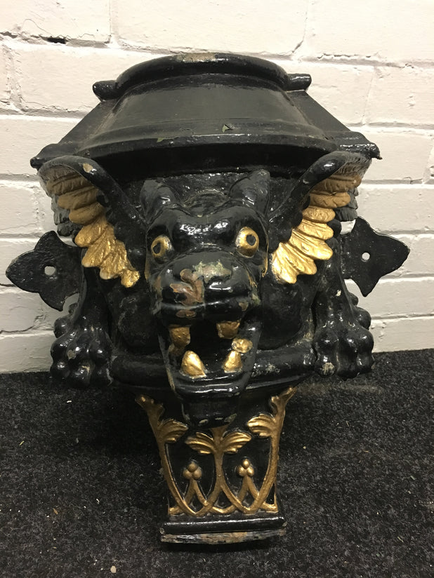 Large Antique Cast Iron Dragon Head Hopper