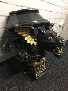 Large Antique Cast Iron Dragon Head Hopper