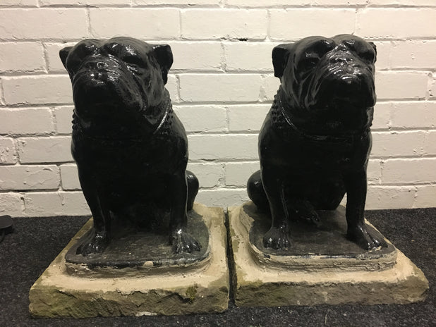 Pair Of Large British Bulldog Garden Ornaments / Statues