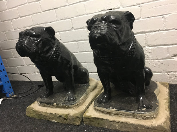 Pair Of Large British Bulldog Garden Ornaments / Statues