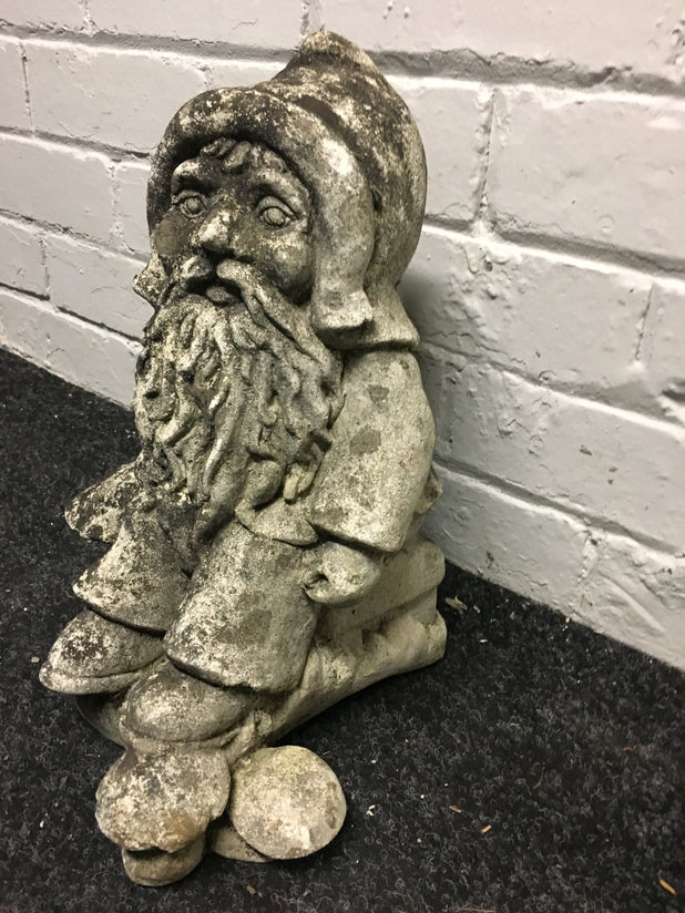 Vintage Garden Gnome Statue Reclaimed