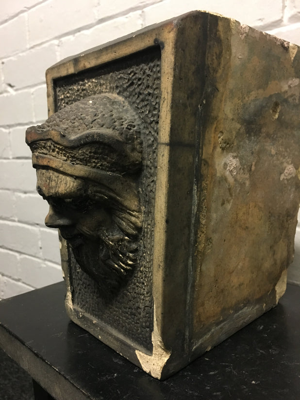 Antique Terracotta Keystone Head Sculpture