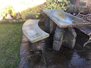 Reclaimed Yorkshire Stone Table and Bench